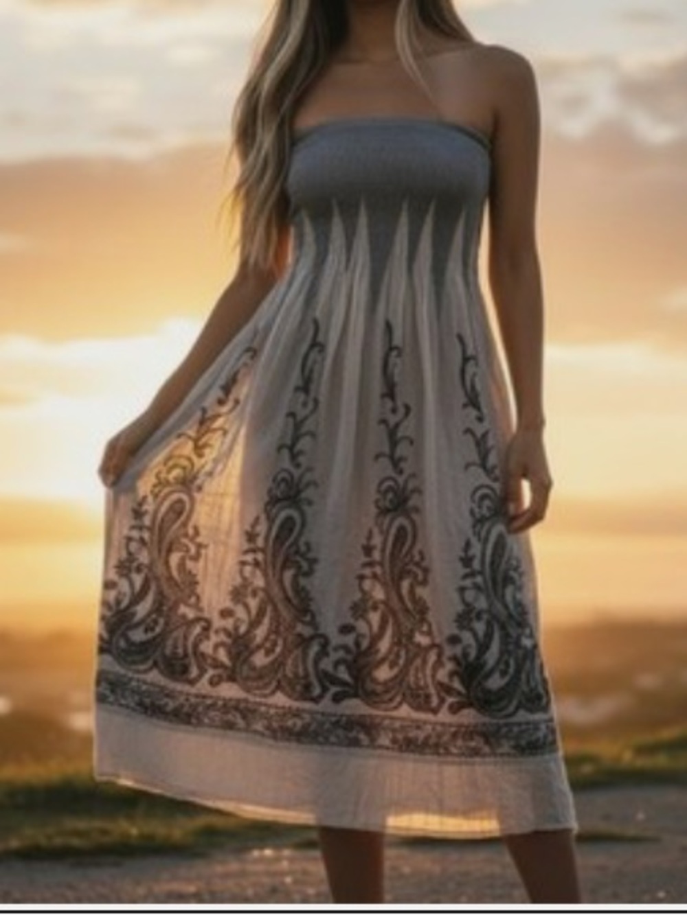 Anthropologie Lapis Convertible Strapless Dress / Skirt Bohemian Beach Party